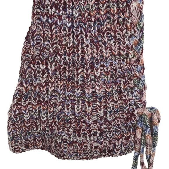 NWT American Rag Off the Shoulder Sweater Rib Knit Bell Sleeves Maroon Multi XS - Picture 5 of 10